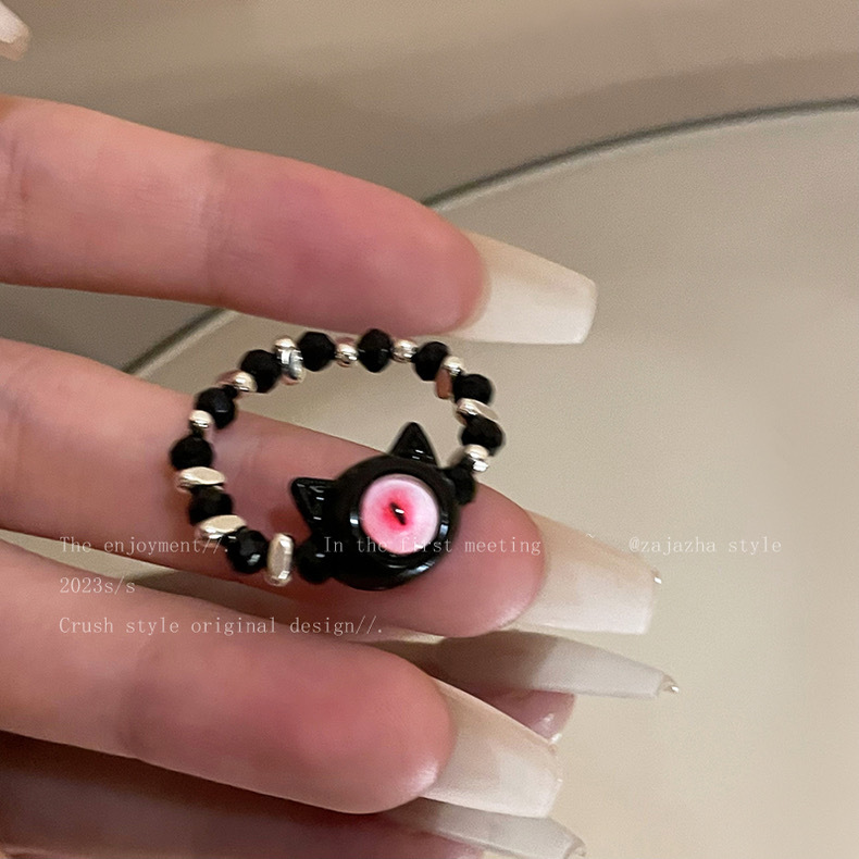Dibujos animados lindo gato anillo 2023 nuevo nicho diseño chica corazón exquisita joyería al por mayor