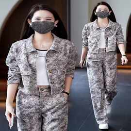高级感复古水墨画套装女年春秋新款开衫外套阔腿裤显瘦两件套