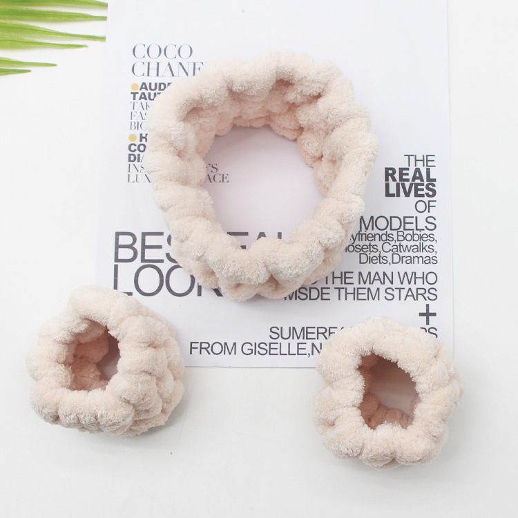 Cara lavado pelo banda coral felpa Mujer estudiante diadema alto elástico antideslizante Otoño e Invierno máscara lavado headbufanda tocado