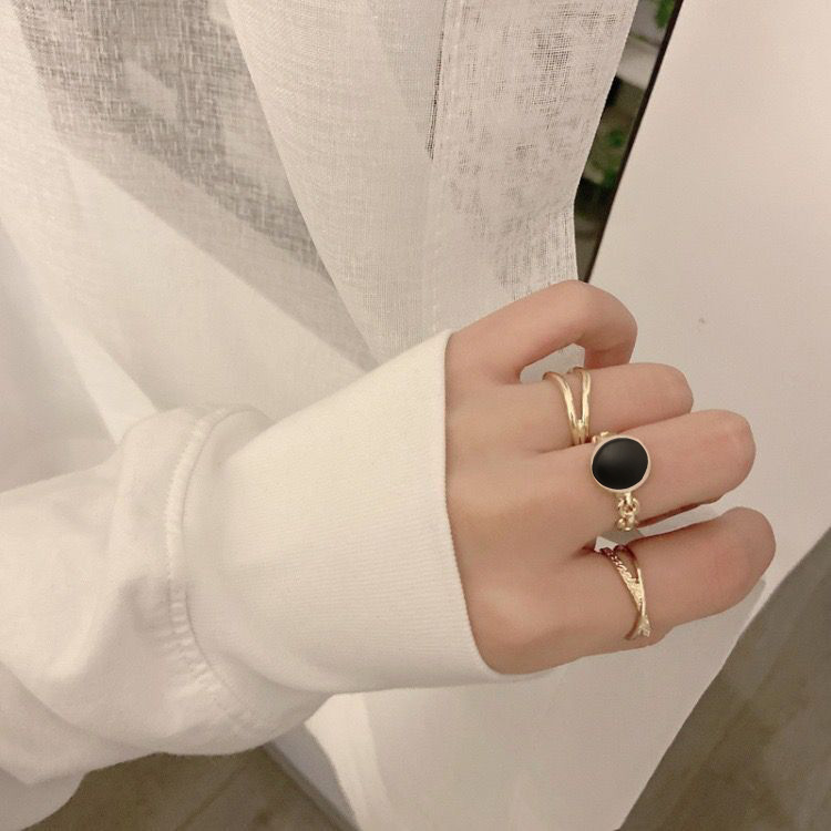 new hip hop cold style ring 3-piece ins personalized open index finger ring retro joint ring tail ring_voghion.com