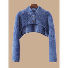 睡觉肩颈保暖长袖坎肩女珊瑚绒喂奶披肩玩手机护肩200斤短外套