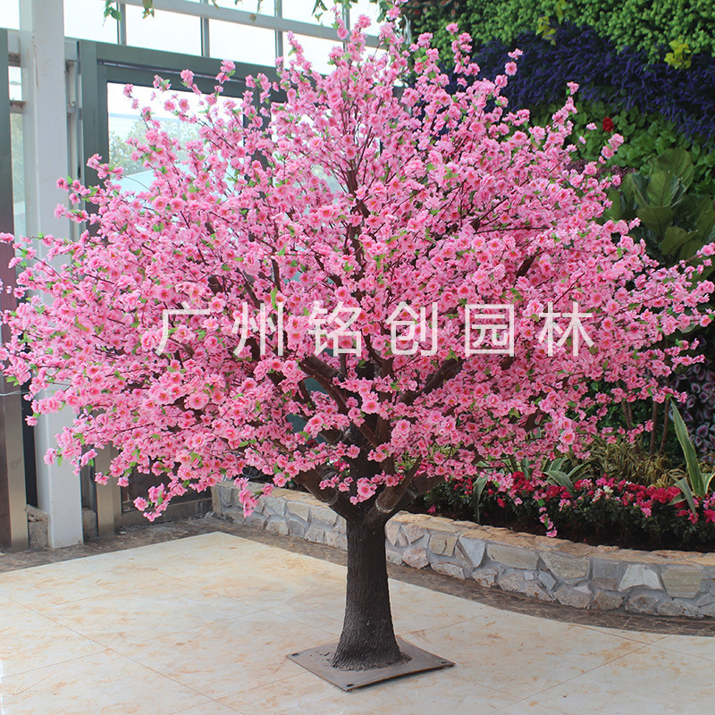 Árbol de durazno artificial melocotón flor artificial salón centro comercial boda exposición decoración piso árbol artificial fábrica ventas directas