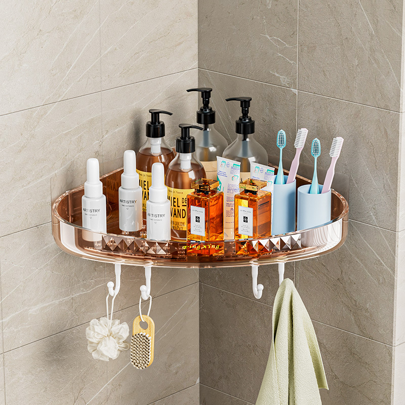 [Estante transparente grueso] trípode de baño almacenamiento sin perforaciones estante montado en la pared estante rectangular montado en la pared