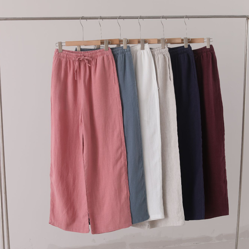 【24 Pieces of 180g Pure Hemp】Spring and Summer Women's Old Money Style Straight Thin Elastic Waist Casual Pants 2610 【24 Pieces of 180g Pure Hemp】Spring and Summer Women's Old Money Style Straight Thin Elastic Waist Casual Pants 2610