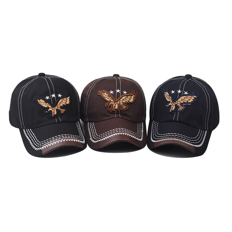Algodón lavado transfronterizo clásico águila gorra de béisbol bordada lavada apenada gorra de pico al aire libre sombrero de sol al por mayor