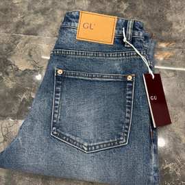 欧货G家印花男士牛仔裤高端潮牌修身小脚弹力复古休闲男裤子GC822