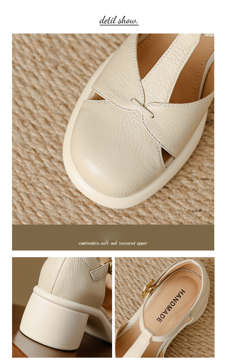 Sandal nữ bao đầu gót vuông đế dày 5cm phong cách ngoại thương — Màu đen chi tiết 4