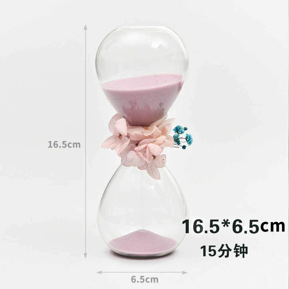 Nordic hogar vidrieras reloj de arena temporizador 15 30 minutos decoración creativa flor seca Fábrica al por mayor image 10