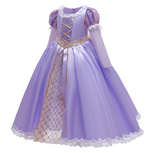 Halloween Princess long dress for girls, Christmas long-sleeved formal dress cosplay costume, role-playing outfit