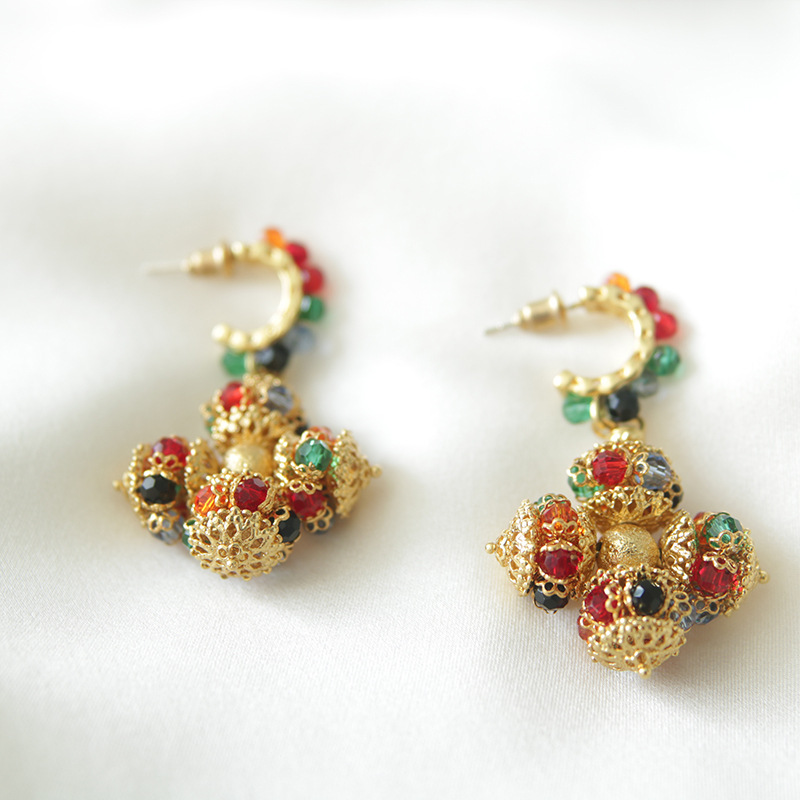 Royal classical style  silver needle stud earrings heavy industry retro earrings_voghion.com