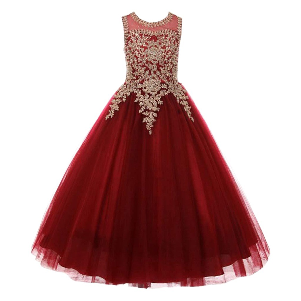 Niñas transfronterizas encaje caliente diamante vestido de princesa sin mangas vestido de niños espectáculo de cumpleaños desfile anfitrión vestido de prenda