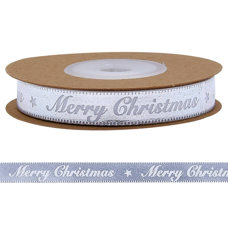 Regalos de Navidad transfronterizos estampados letras cinta impresa cinta de regalo embalaje de copo de nieve cinta de borde 10m en stock