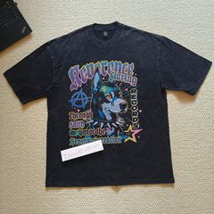 TKPA summer retro wash water short-sleeved T-shirt American high street Doberman printed cotton couple short-sleeved T-shirt for men and women