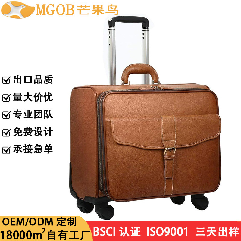 Genuine Leather Rolling Laptop Briefcase Large Capacity Storage 16inch Laptop Bag Genuine Leather Rolling Laptop Briefcase Large Capacity Storage 16inch Laptop Bag