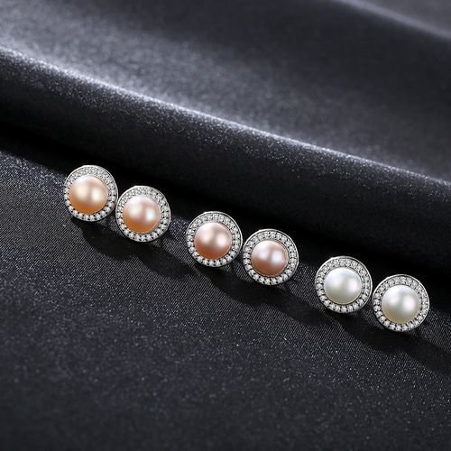 PAG&MAG exquisite earrings 925 silver earrings disc pearl earrings retro lady versatile Valentine's Day gift