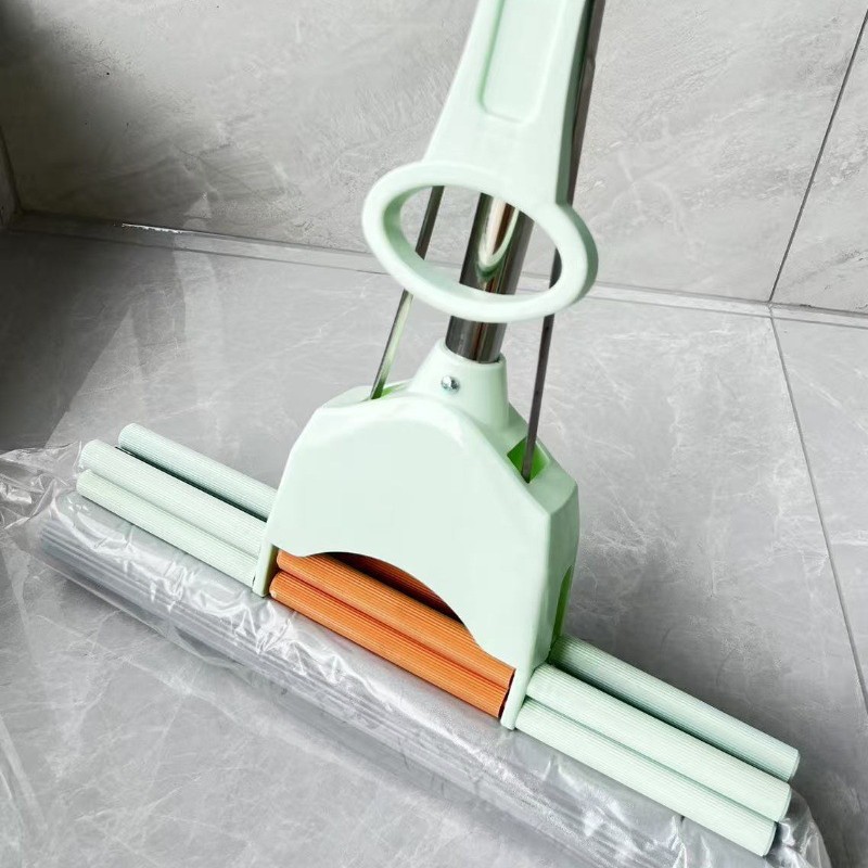 挤压式吸水性强拖把大宽大号泡沫海绵扦把家用特大号二排滚轮