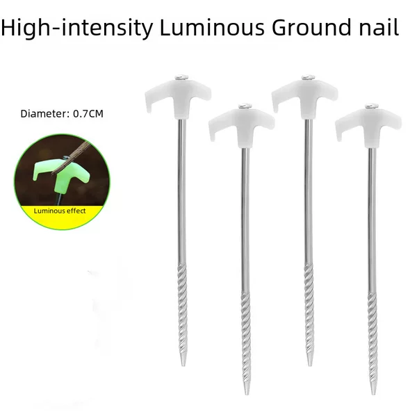 Outdoor camping Luminous Ground nail wood nail beach canopy tent windproof fixed Earth nail steel nail 25cm