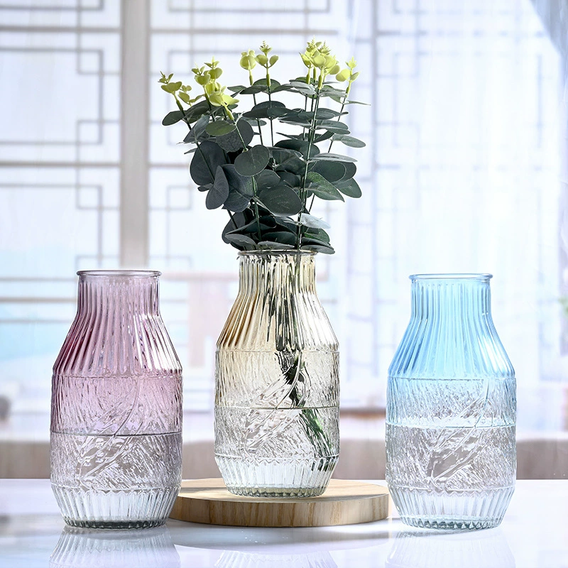 Простая Современная креативная стеклянная ваза в европейском стиле, прозрачная поднятая водой Цветочная организация, роза, Лилия, богатые бамбуковые украшения для обеденного стола