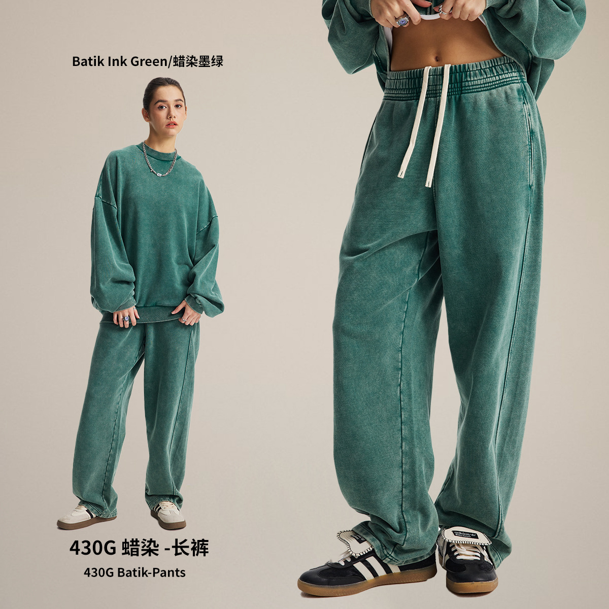 Chain tide hombre| Fuente de venta directa para hacer viejas camisetas parejas set de algodón batim lavado camisetas de cuello redondo pantalones para hombres