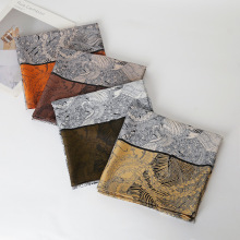 90*90cm斜纹绸缎印花丝巾 防晒披肩复古风包头巾装饰领巾一件代发