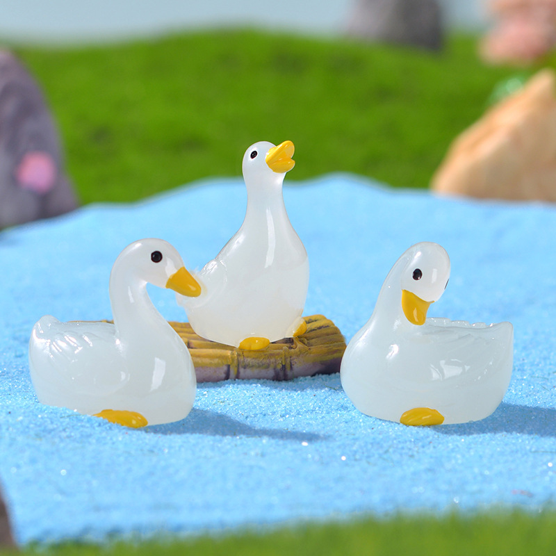 Cross-Border Glowing Duck Micro Landscape Gardening Potted Plant Decoration Small Ornament Luminous Duck Table Decoration Small Accessory