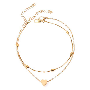 Cross-Border Jewelry Foot Accessories Aliexpress Summer Beach New Ball Chain Heart Heart-Shaped Anklet for Women