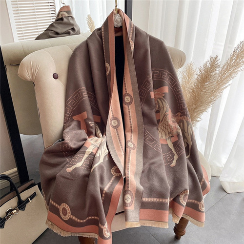 Summer air-conditioned room warm shawl, winter outdoor carriage foreign trade scarf for women, European and American thickened versatile scarf live broadcast