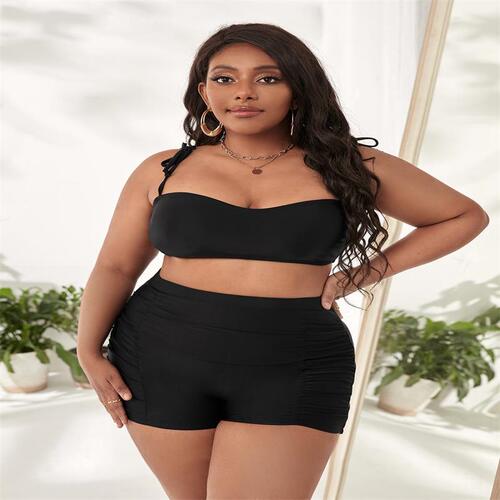 Cross-border swim trunks European and American single flat-bottomed women's swim trunks, anti-slip conservative sexy plus-size swimwear single bottom