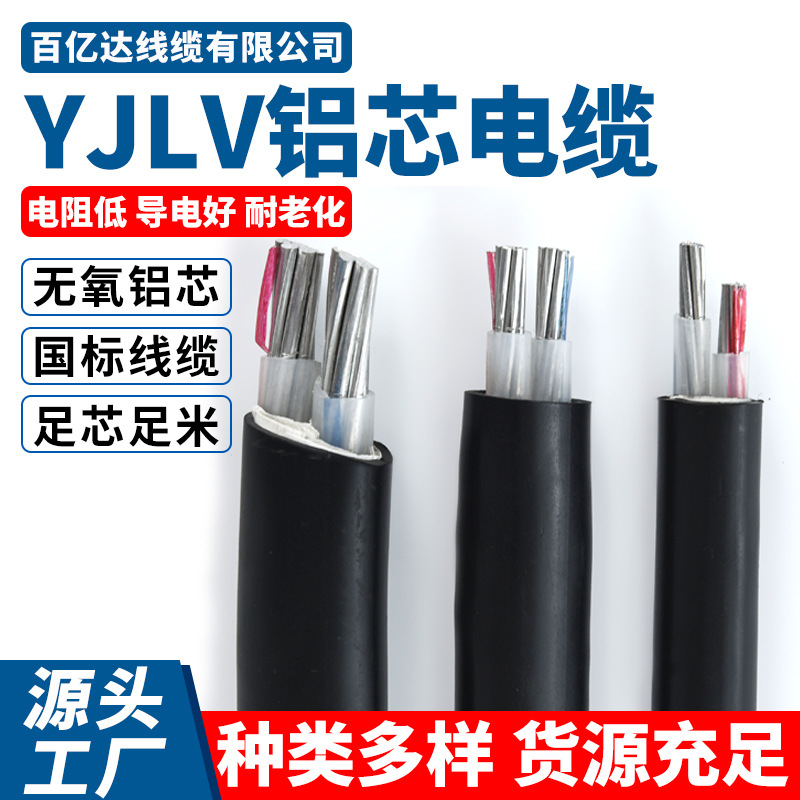 铝芯电力电缆交联硅烷绝缘线缆YJLV国标2芯16/25/35低压阻燃电缆