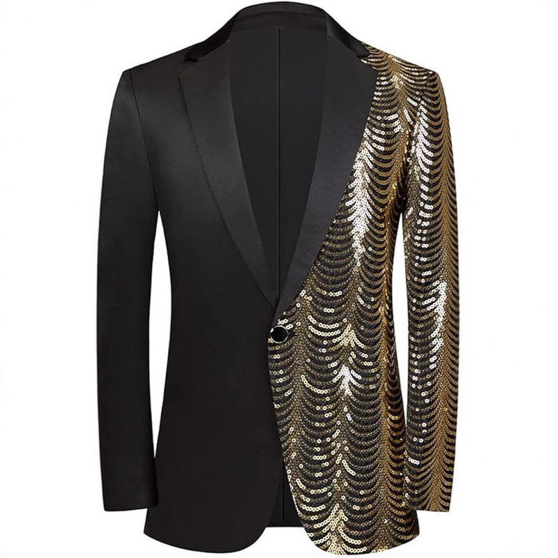 Men's Sequin Shiny Prom Suit Jacket Single Button Slim Fit Sports Suit Coat Tuxedo for Wedding Banquet Men's Sequin Shiny Prom Suit Jacket Single Button Slim Fit Sports Suit Coat Tuxedo for Wedding Banquet