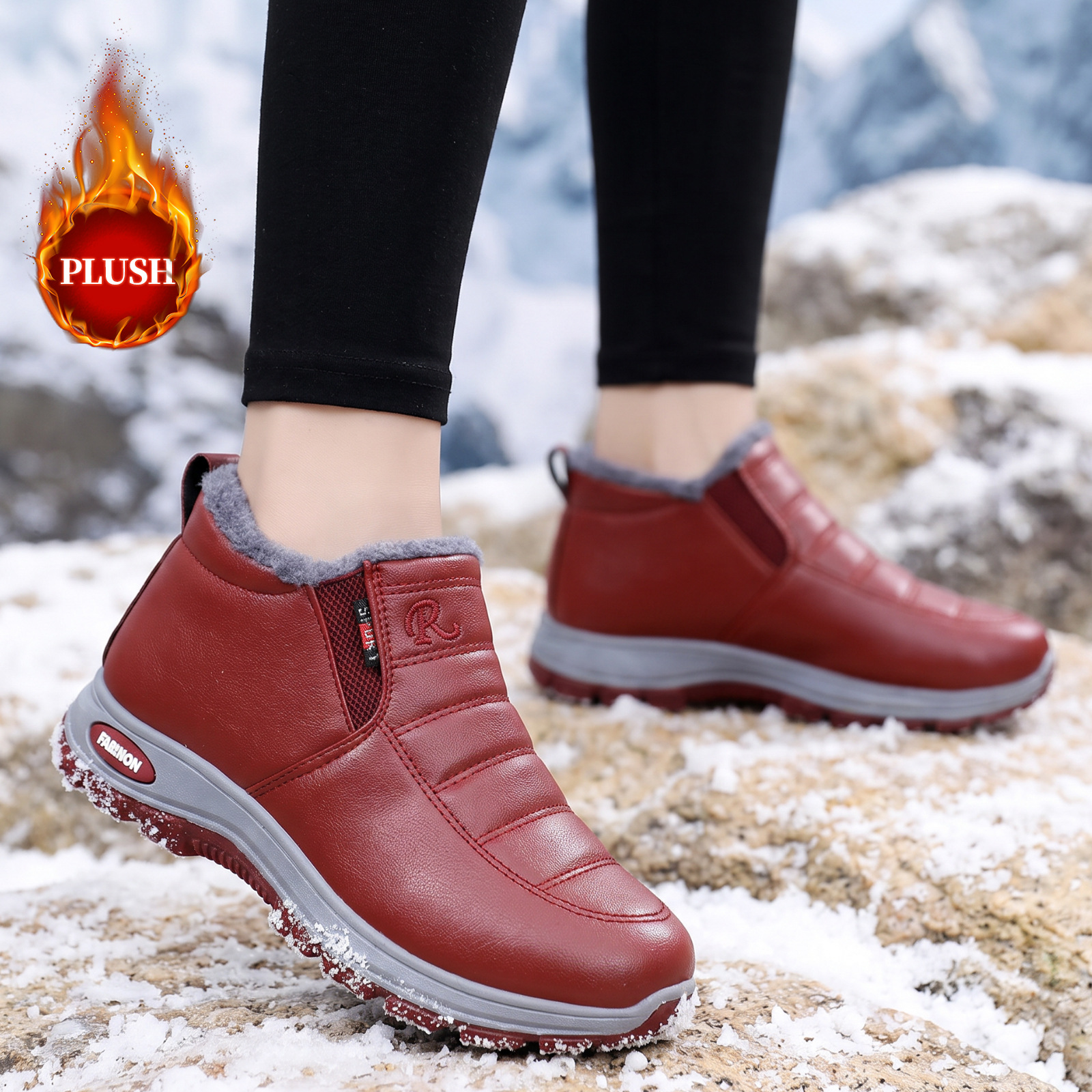 Zapatos de invierno de mujer zapatos de algodón de un pie zapatos casuales de mujer de suela gruesa, zapatos casuales de baja altura, al por mayor transfronterizos poco profundos image 4