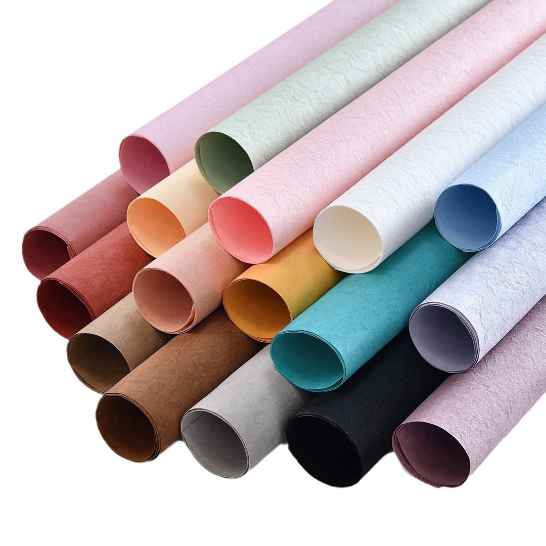 Papel de embalaje de flores teñidas de hierba amor eterno serie de paquetes de flores sólidas textura de papel Dongba floral papel de embalaje de flores