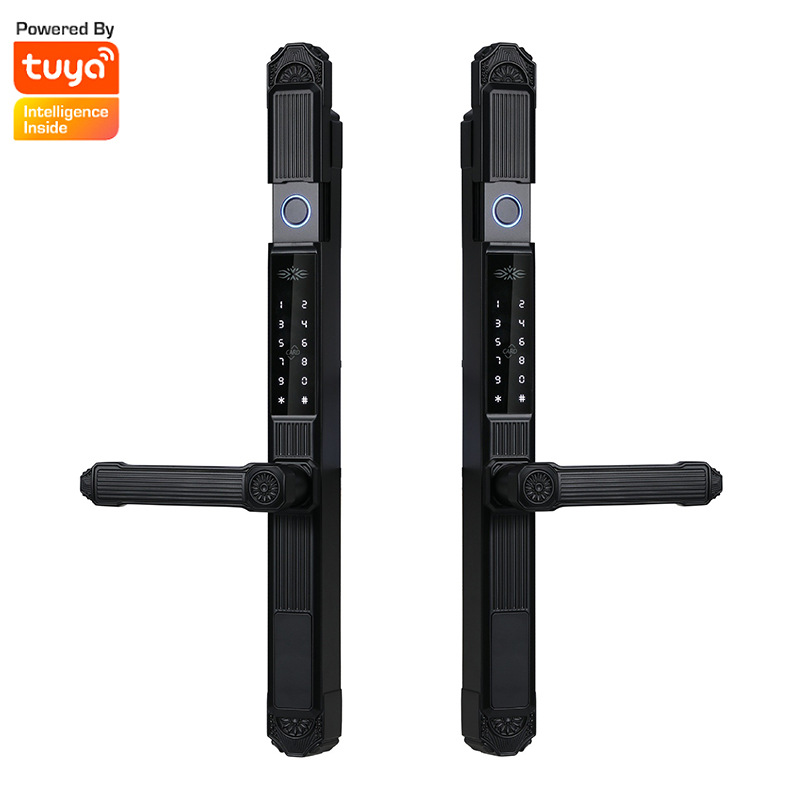 Broken Bridge Aluminum Fingerprint Password Lock Integrated Sliding Door Framed Glass KFCDoor Tuya TUYARemote Unlocking