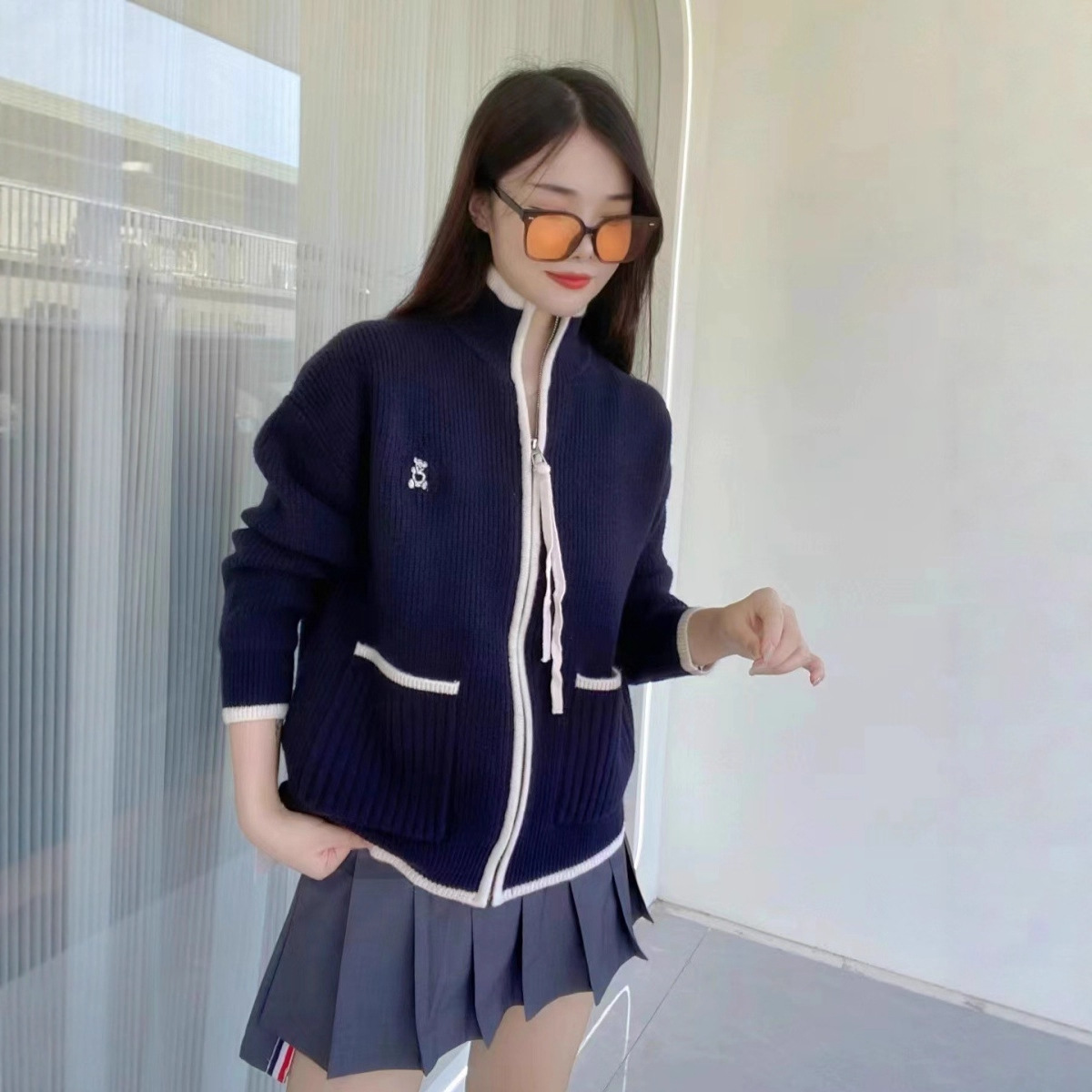 新款秋冬2025年欧美女装跨境亚马逊热卖7针元宝针加厚针织开衫宽