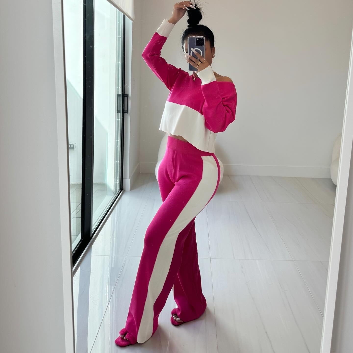 Daily Street Women's Simple Style Color Block Cotton Blend Polyester Contrast Collar Pants Sets Pants Sets display picture 2