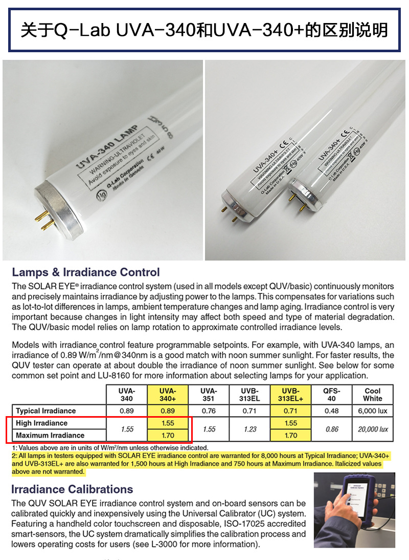 美国QLab UVA340 LAMP 40W QUV紫外光加速老化试验机紫外线灯管阿里巴巴