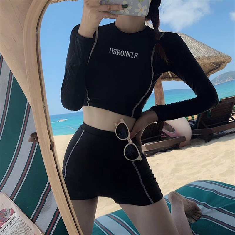 Sports split swimsuit women's professional conservative new hot spring swimsuit long short sleeve women's adult swimsuit wholesale