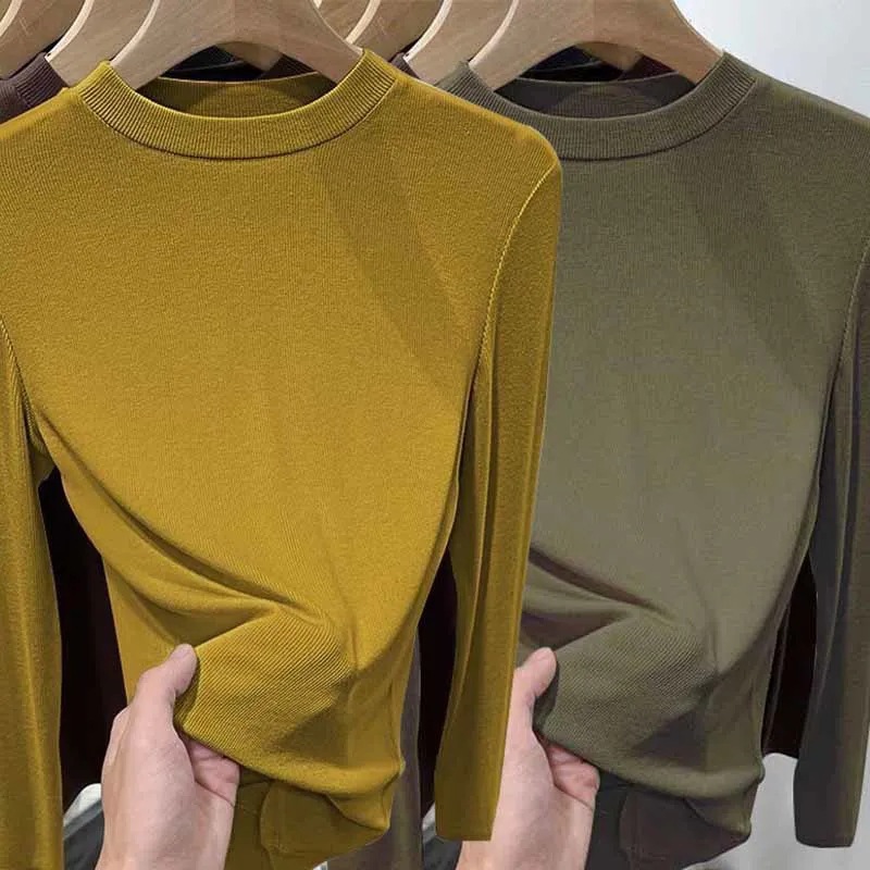 Autumn-Style Wool Fabric Shirt With Stand-Up Collar, Suitable For Larger Sizes; Designed To Help Mothers Look Younger Du_ecoleips.com