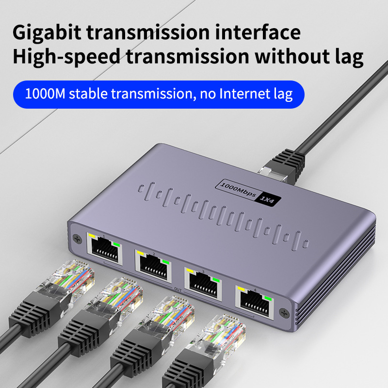 Cross-border network cable splitter 1-4 gigabit network distributor simultaneous access to the Internet RJ45 network switch extension
