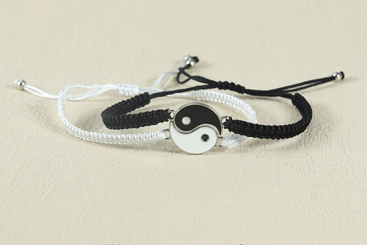 1 Piece Quantity Daily Occasion Chinoiserie Marine Style Tai Chi Acrylic Alloy Polyester Woven Chain String Bracelets Wholesale