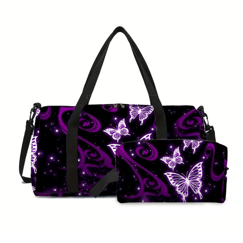 Purple Butterfly Travel Bag Cosmetic Bag 2-Piece Set Business Trip Portable Fashion Luggage Bag Maternity Storage Duffel Bag Purple Butterfly Travel Bag Cosmetic Bag 2-Piece Set Business Trip Portable Fashion Luggage Bag Maternity Storage Duffel Bag