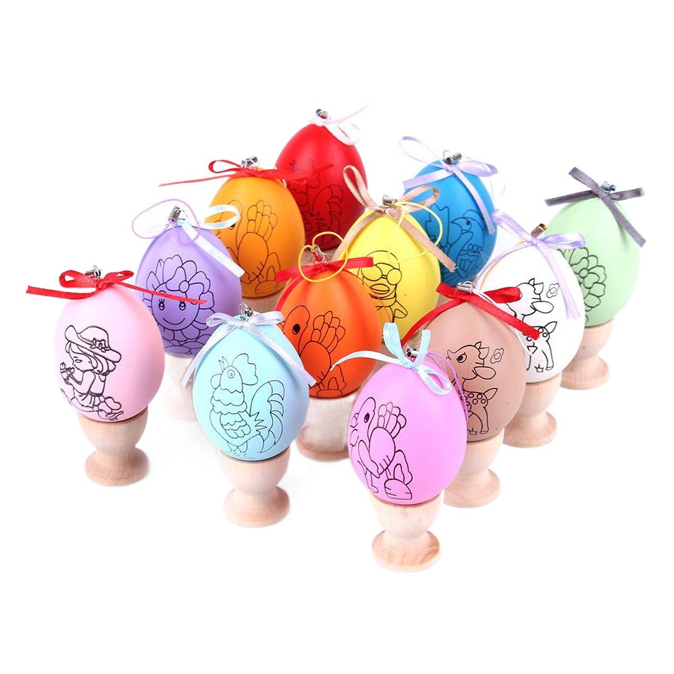 Colorido huevo bricolaje hecho a mano de Pascua de plástico cáscara de huevo simulación pintura a mano bola pintada