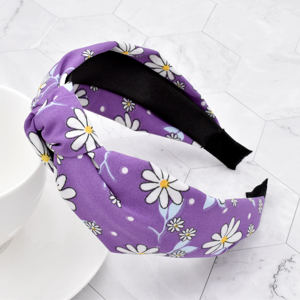 Fashion Daisy Printing Fabric Knotted Headband display picture 6