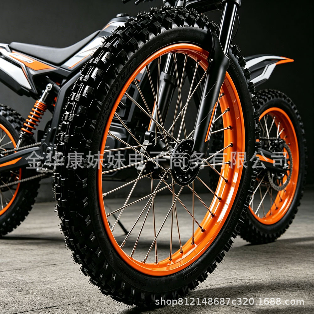 Off-Road Motorcycle Orange Front Wheel 70/100-17 Wheel Hub with Outer Tire, Inner Tube, Bearing, Electric Off-Road Motorcycle