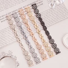 適用蘋果applewatch手錶帶金屬小雛菊帶鑽女款鏈式iwatch9/10錶帶