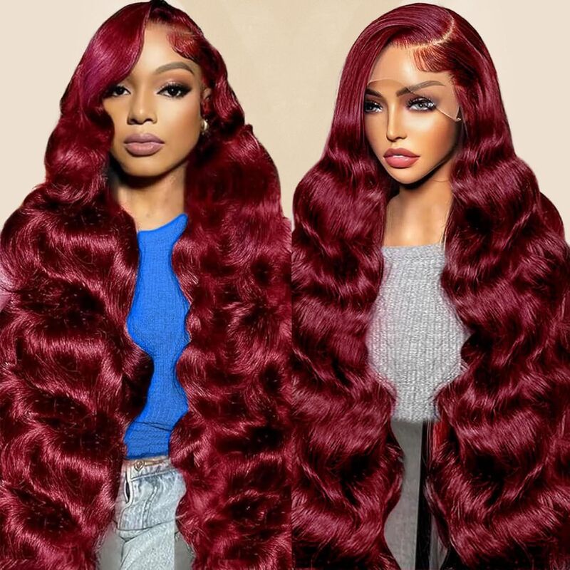 99J Burgundy Lace Front Wigs Human Hair12A Big Wave Wigs for Black Women