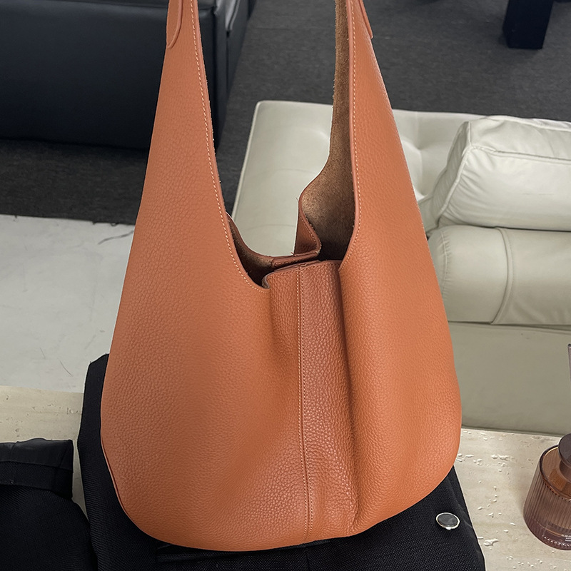 2026 New Arrival Top Grain Cowhide Luxury French Underarm Bag, Genuine Leather Shoulder Bag For Women, Commuter Style Tote - Thumbnail 6