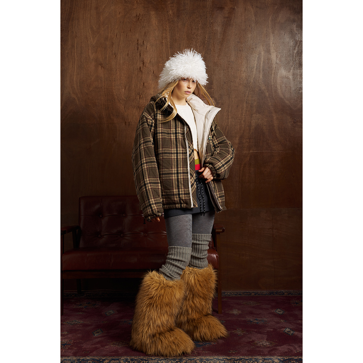 "Giacca unisex reversibile a quadri – Cappotto invernale oversize con cappuccio (fodera trapuntata, doppio uso, stampa a quadri vintage, tasche foderate in pile)"_voghion.com