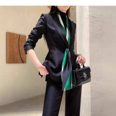 预售气质黑色小西装外套女修身微喇裤职场女士干练商务西服套装