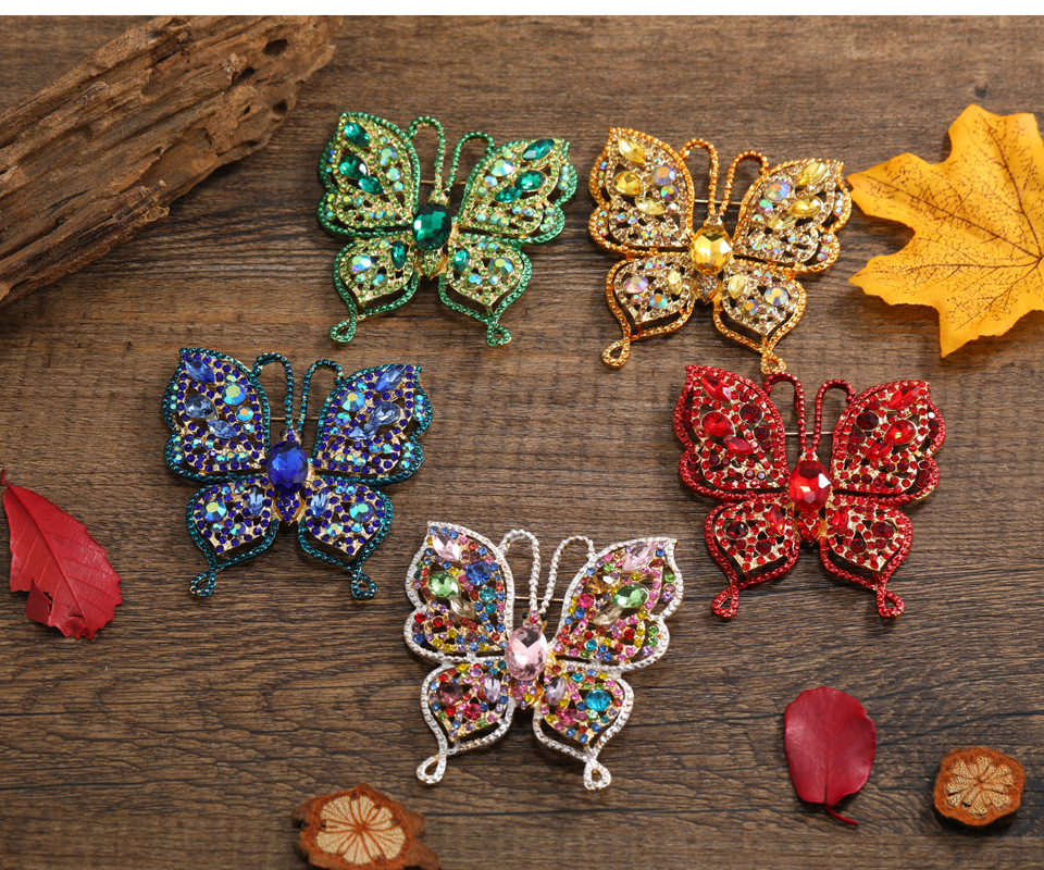 40g Weight Artificial Gemstones Inlay Material Brooches Classification Daily Occasion Alloy Material Butterfly Pattern Unisex Gender Metal Design Korean Style Style Korean Style Pin Butterfly Alloy Metal Artificial Gemstones Unisex Brooches 2